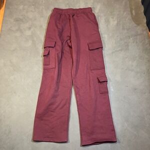 Garage Ultra Fleece Cargo Straight Sweatpants Sour Cherry Pink XS Wide Leg